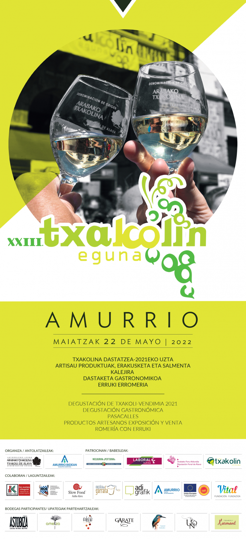 Cartel de la feria "Txakolin eguna" en Amurrio 2022